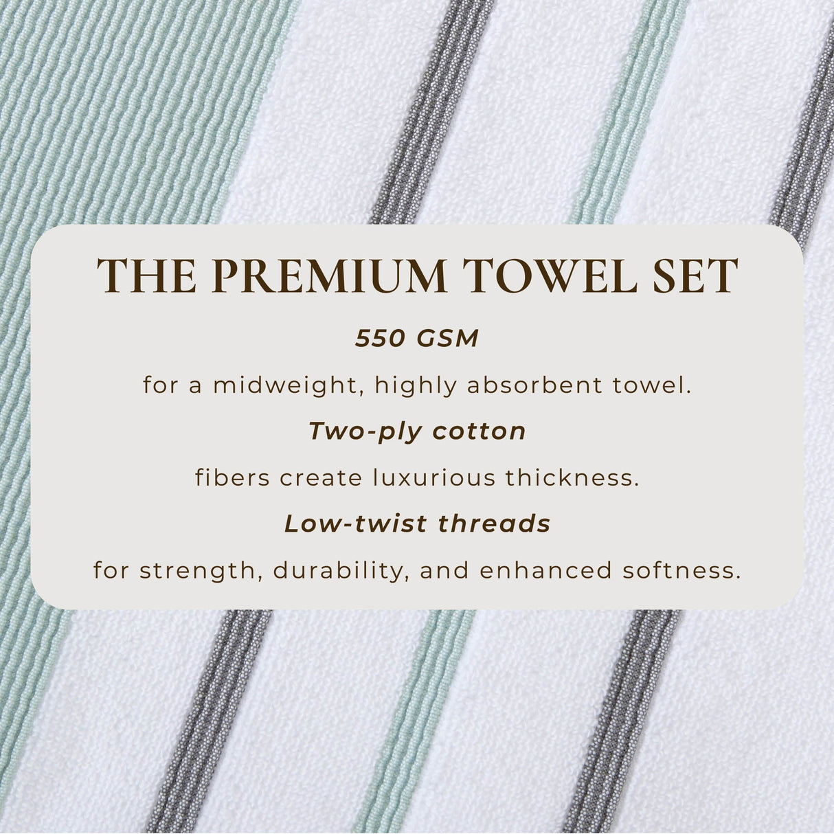 Decorative Cotton Stripe Bath Towel Set - Noelle Collection