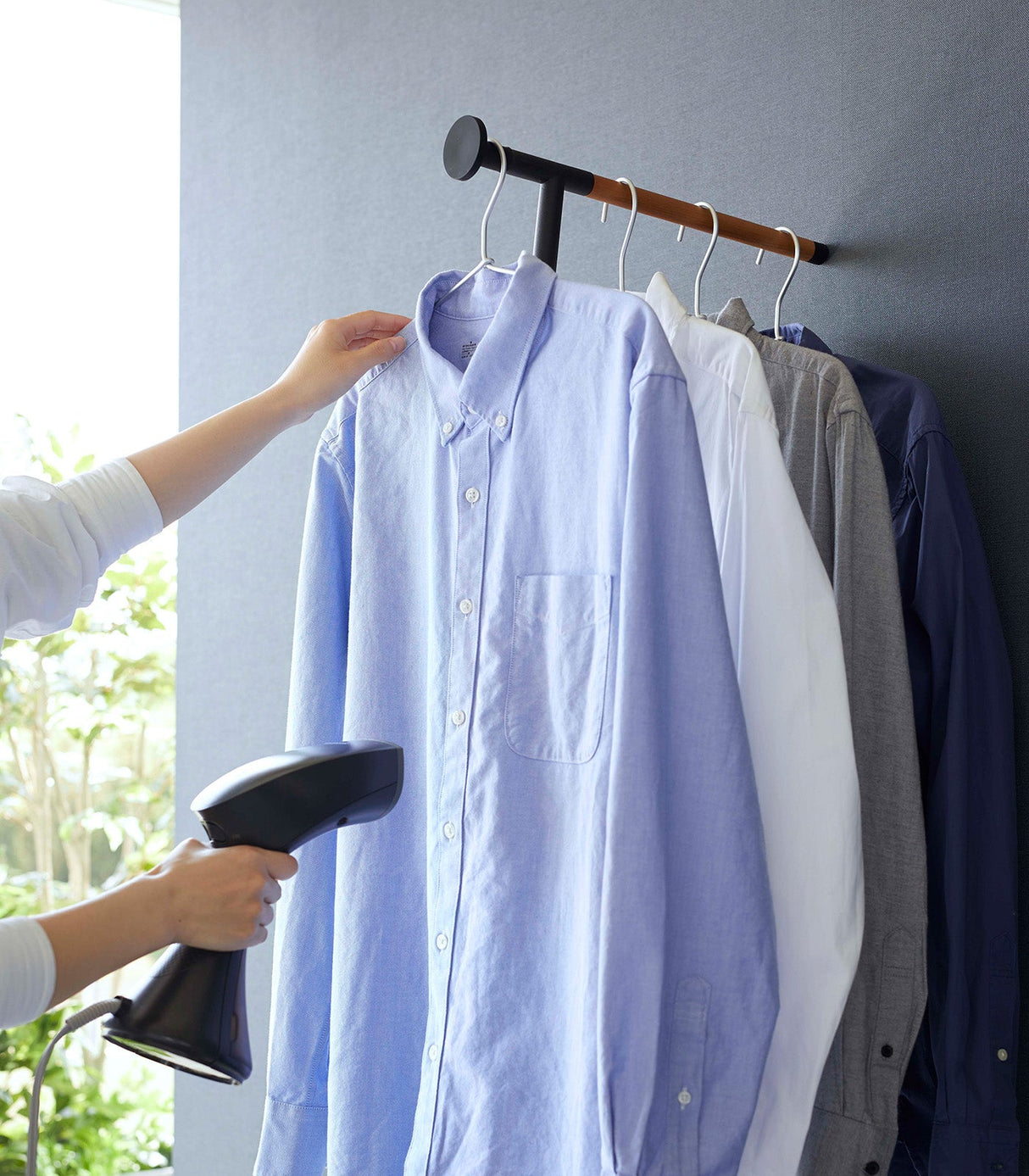 Leaning Clothes Hanger (64" H)  - Steel + Wood