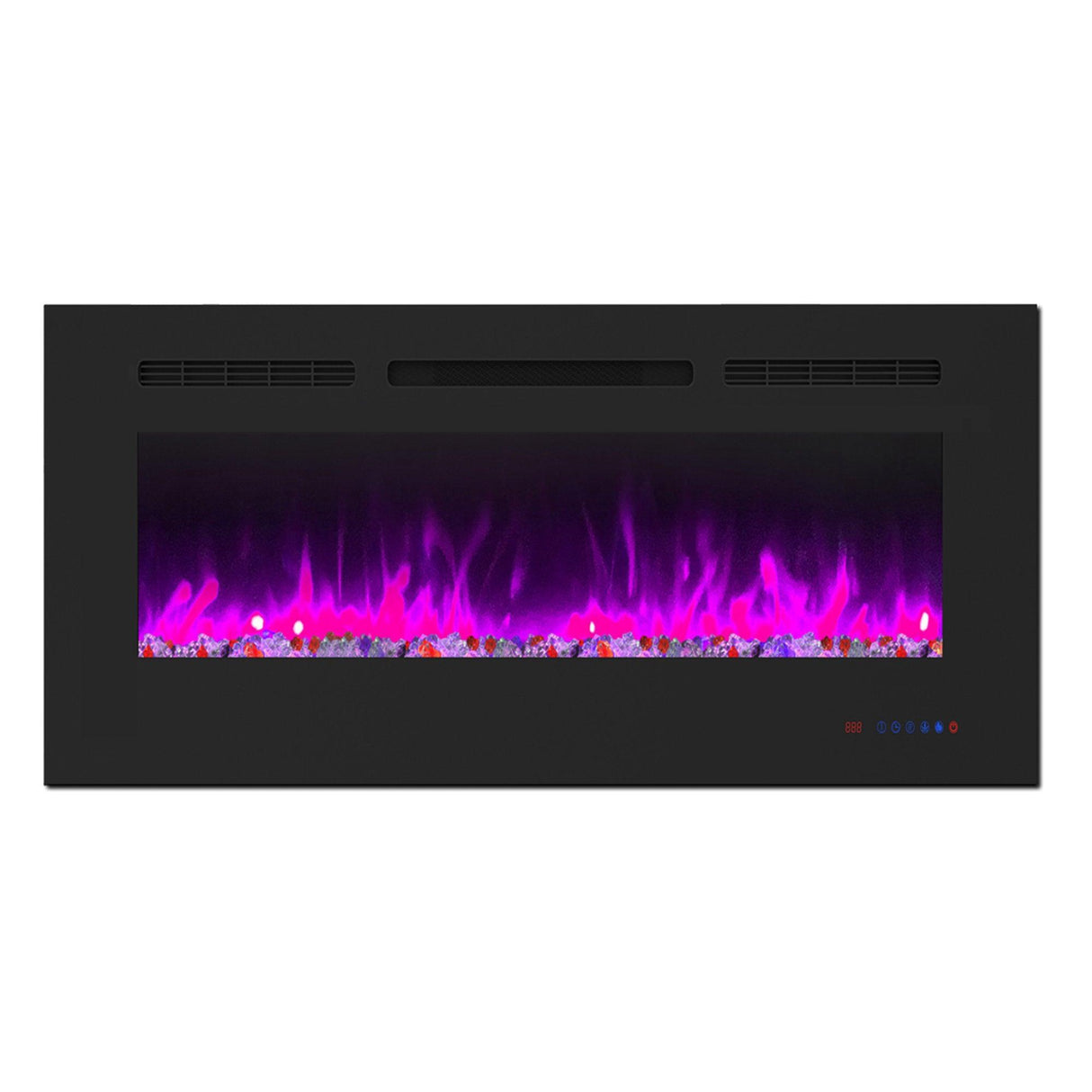 Insert or Wall-Mount Electric Fireplace with Remote Control and Touch Screen in 13 Flame Colors and Base Lights