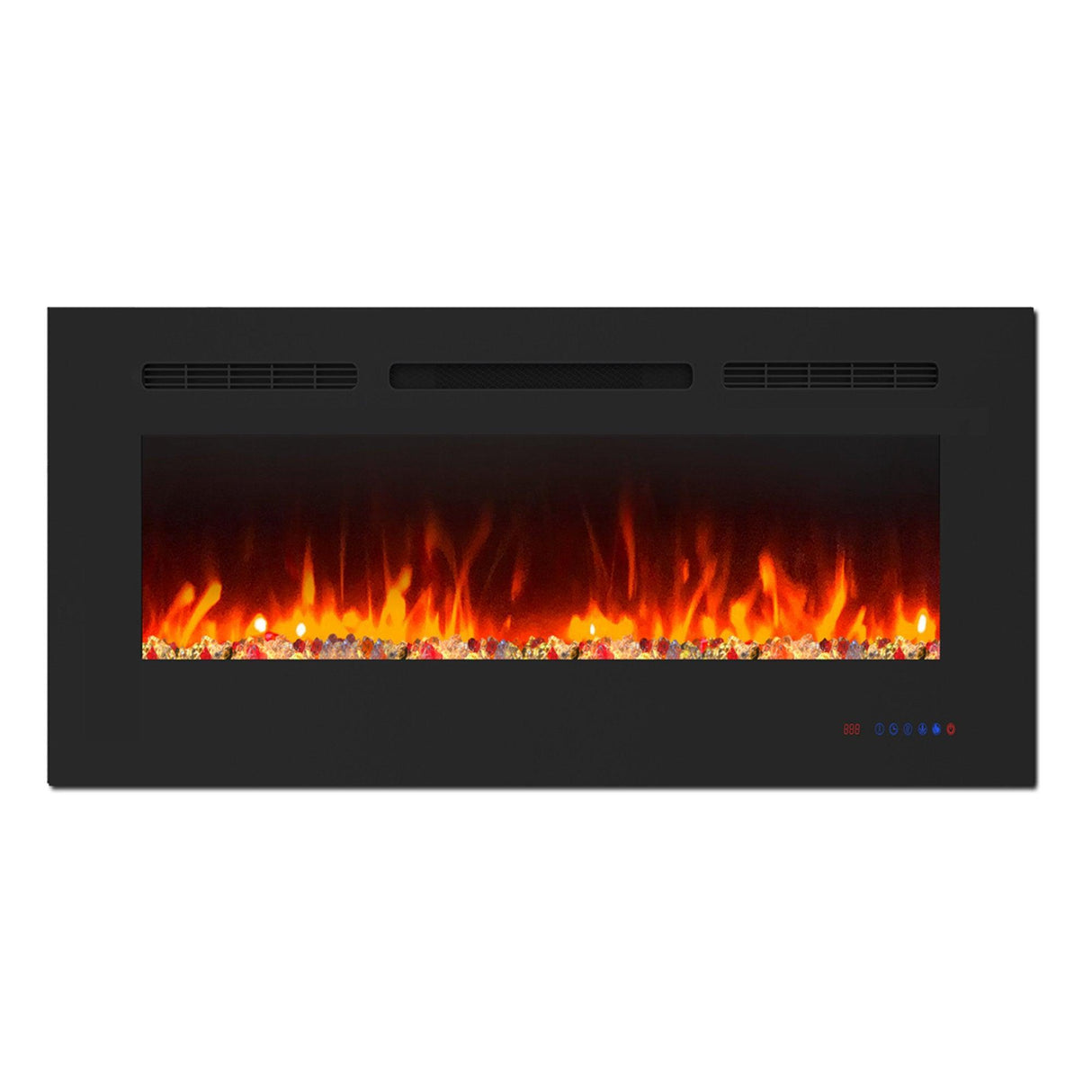 Insert or Wall-Mount Electric Fireplace with Remote Control and Touch Screen in 13 Flame Colors and Base Lights