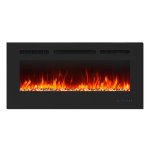 Insert or Wall-Mount Electric Fireplace with Remote Control and Touch Screen in 13 Flame Colors and Base Lights