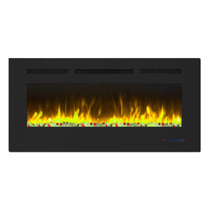 Insert or Wall-Mount Electric Fireplace with Remote Control and Touch Screen in 13 Flame Colors and Base Lights