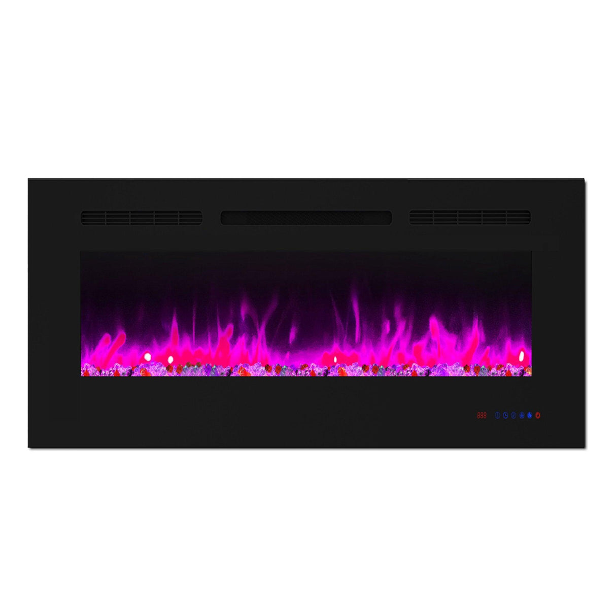 Insert or Wall-Mount Electric Fireplace with Remote Control and Touch Screen in 13 Flame Colors and Base Lights