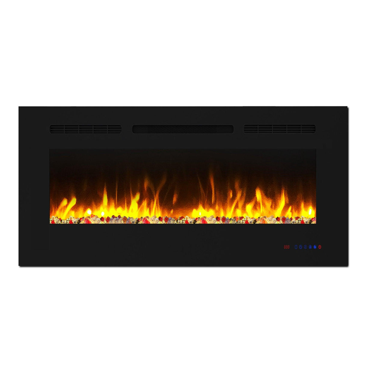 Insert or Wall-Mount Electric Fireplace with Remote Control and Touch Screen in 13 Flame Colors and Base Lights