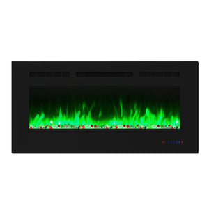 Insert or Wall-Mount Electric Fireplace with Remote Control and Touch Screen in 13 Flame Colors and Base Lights