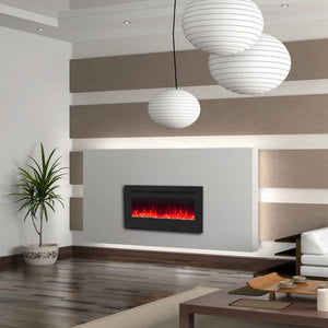 Insert or Wall-Mount Electric Fireplace with Remote Control and Touch Screen in 13 Flame Colors and Base Lights