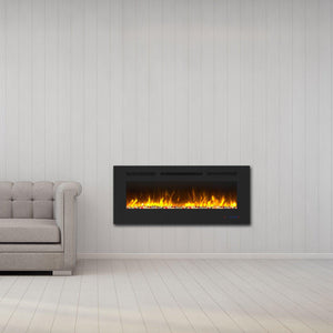 Insert or Wall-Mount Electric Fireplace with Remote Control and Touch Screen in 13 Flame Colors and Base Lights