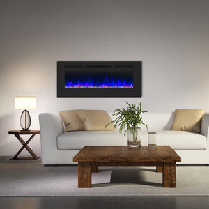 Insert or Wall-Mount Electric Fireplace with Remote Control and Touch Screen in 13 Flame Colors and Base Lights