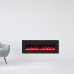 Insert or Wall-Mount Electric Fireplace with Remote Control and Touch Screen in 13 Flame Colors and Base Lights