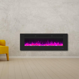 Insert or Wall-Mount Electric Fireplace with Remote Control and Touch Screen in 13 Flame Colors and Base Lights