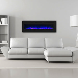 Insert or Wall-Mount Electric Fireplace with Remote Control and Touch Screen in 13 Flame Colors and Base Lights