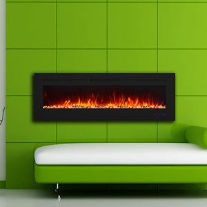 Insert or Wall-Mount Electric Fireplace with Remote Control and Touch Screen in 13 Flame Colors and Base Lights
