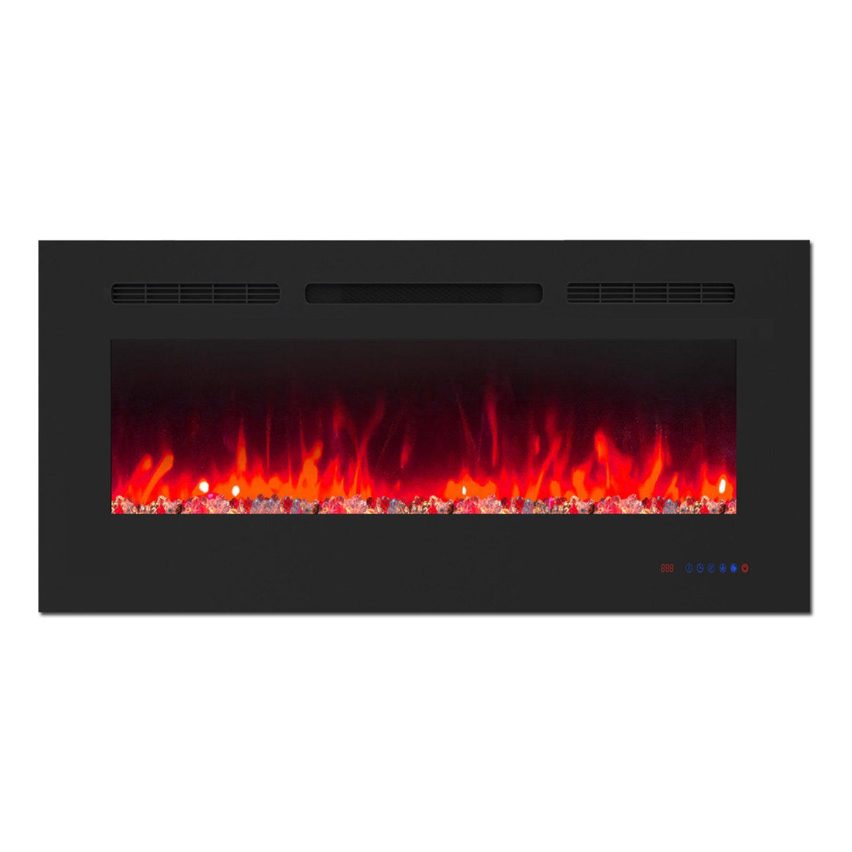 Insert or Wall-Mount Electric Fireplace with Remote Control and Touch Screen in 13 Flame Colors and Base Lights
