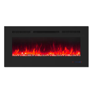 Insert or Wall-Mount Electric Fireplace with Remote Control and Touch Screen in 13 Flame Colors and Base Lights