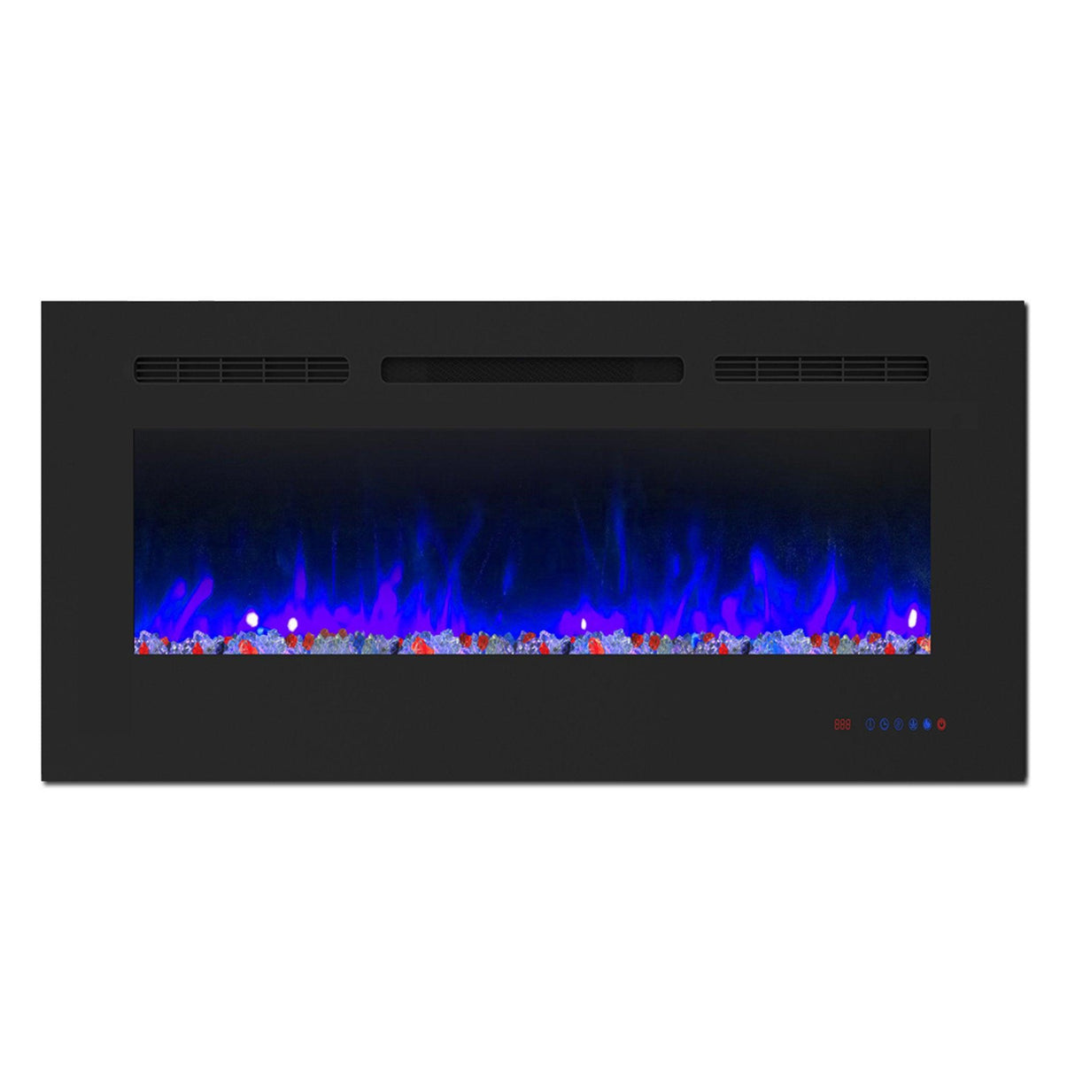 Insert or Wall-Mount Electric Fireplace with Remote Control and Touch Screen in 13 Flame Colors and Base Lights