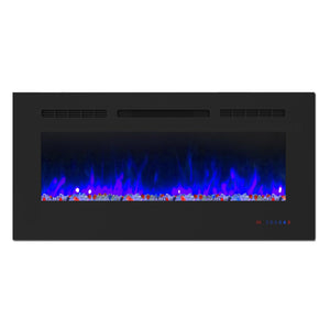Insert or Wall-Mount Electric Fireplace with Remote Control and Touch Screen in 13 Flame Colors and Base Lights