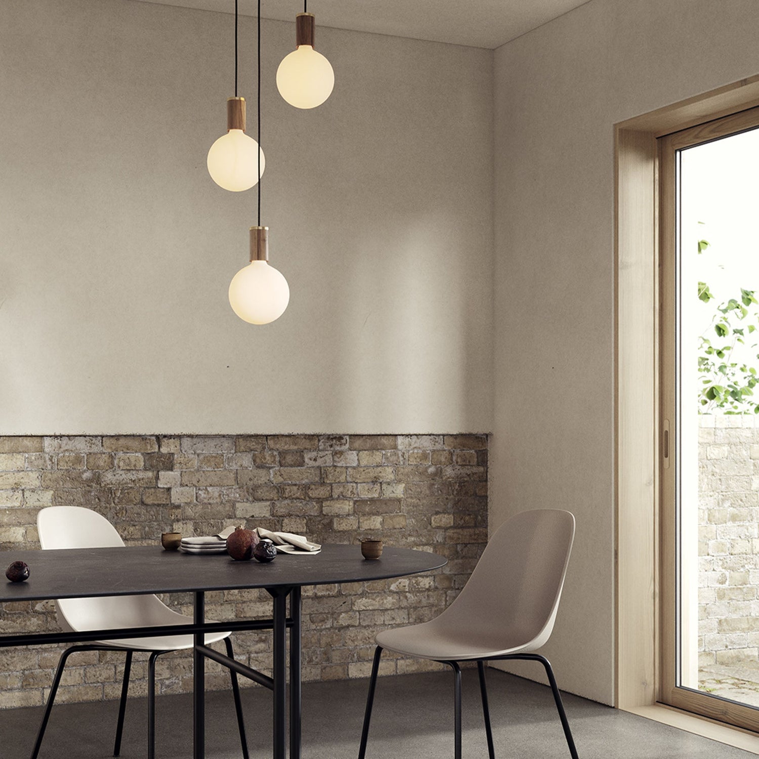 Triple Pendant in Walnut + Sphere IV