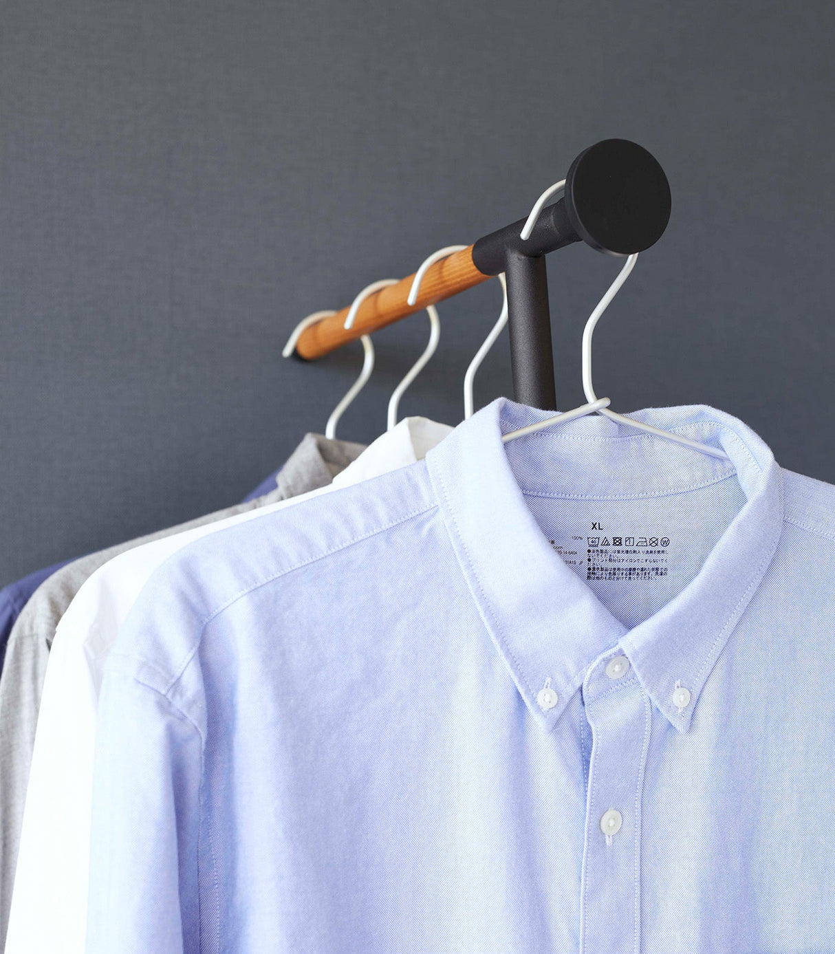 Leaning Clothes Hanger (64" H)  - Steel + Wood