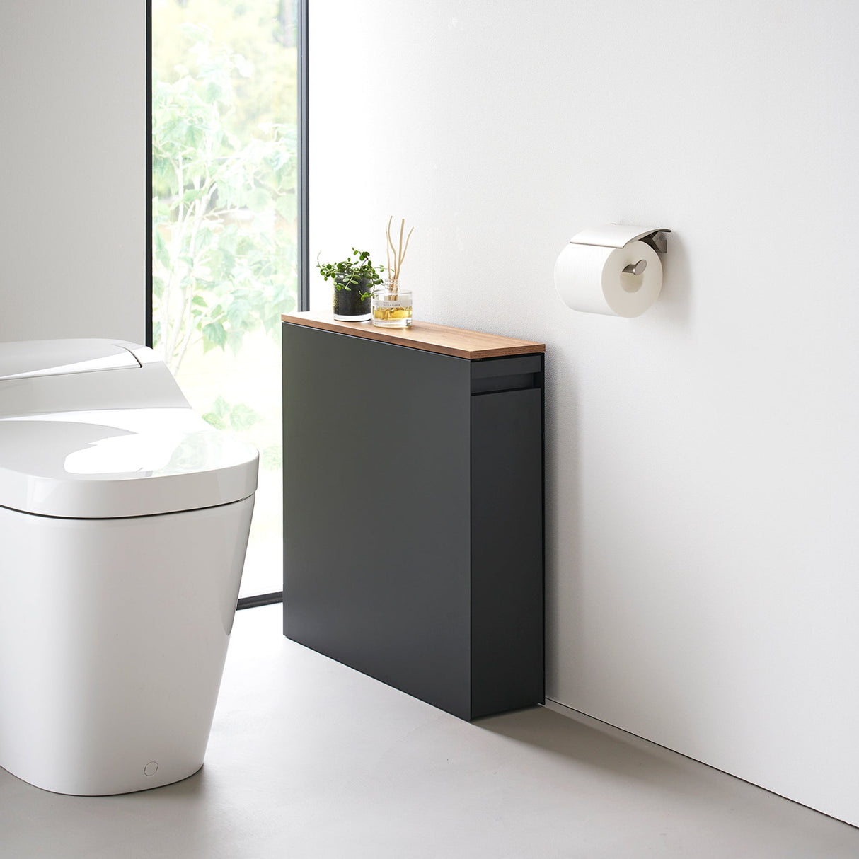 Pull-Out Bathroom Storage Cabinet - Steel + Wood