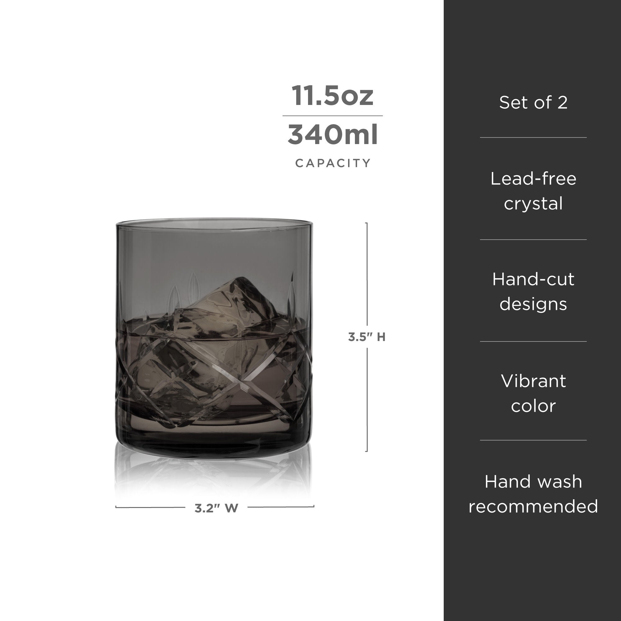 Viski Admiral Crystal Rocks Glasses - Thumbnail 3