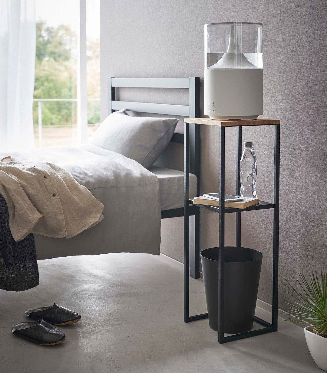 Two-Tier Display & Storage Shelf (31.5" H)  - Steel + Wood