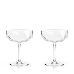 Seneca Faceted Coupe Glasses Set of 2