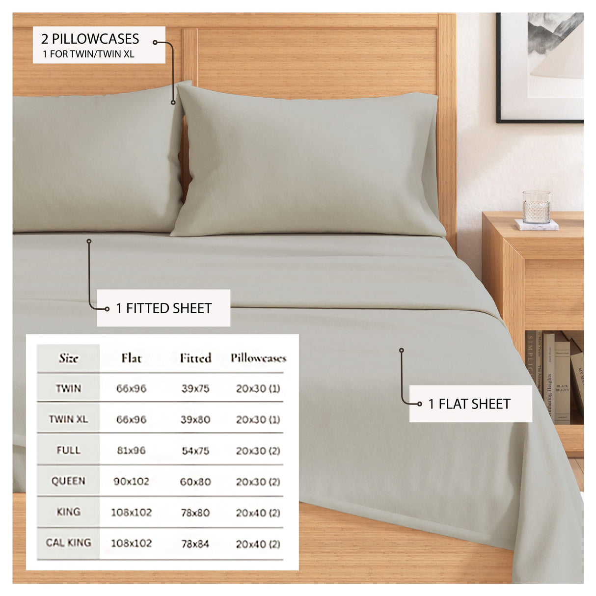 Cotton Solid Flannel Sheet - Nordic Collection