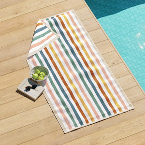 Oversized Striped Border Cabana Beach Towels - Santa Cruz