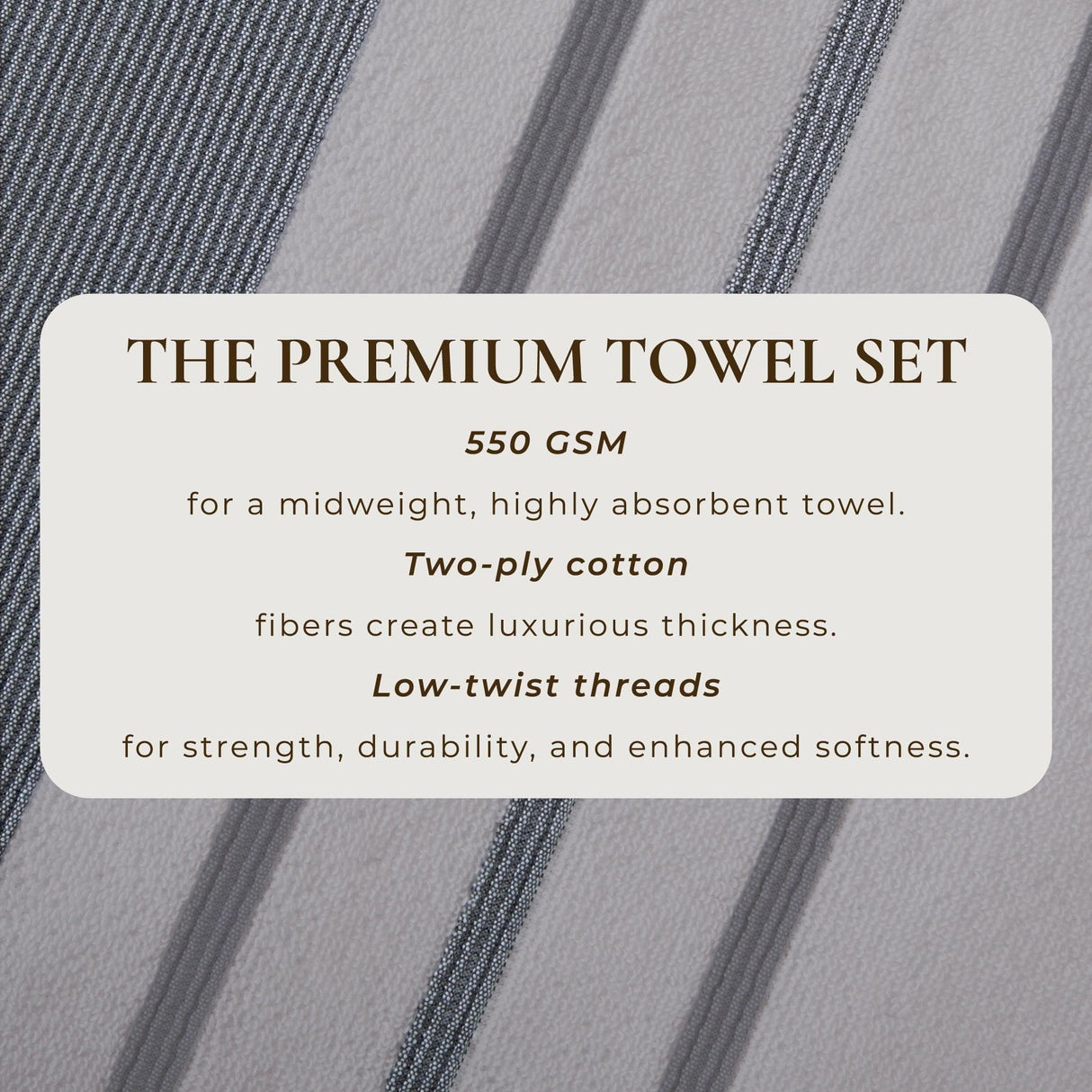 Decorative Cotton Stripe Bath Towel Set - Noelle Collection