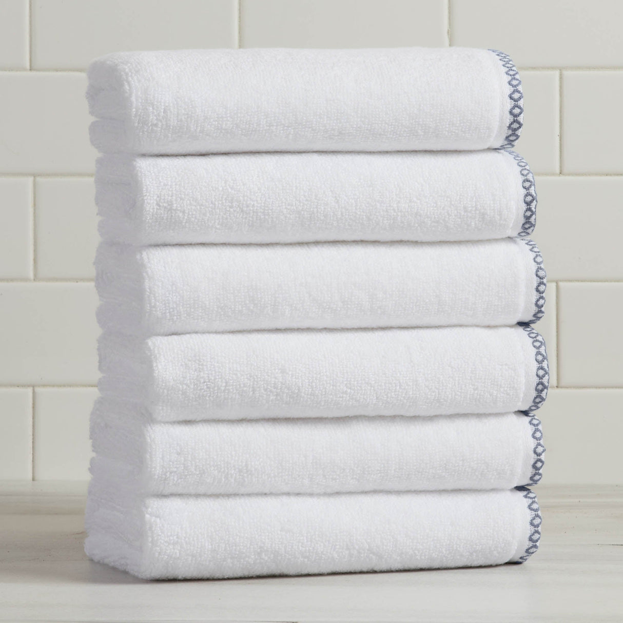 Cotton Border-Stitched 6-Piece Towel Set - Valery Collection