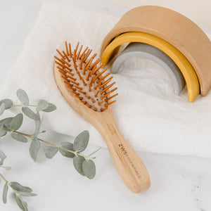 Mini Bamboo Hair Brush - Zero Waste Hair Brush, 100% Bamboo, Plastic Free, Compostable