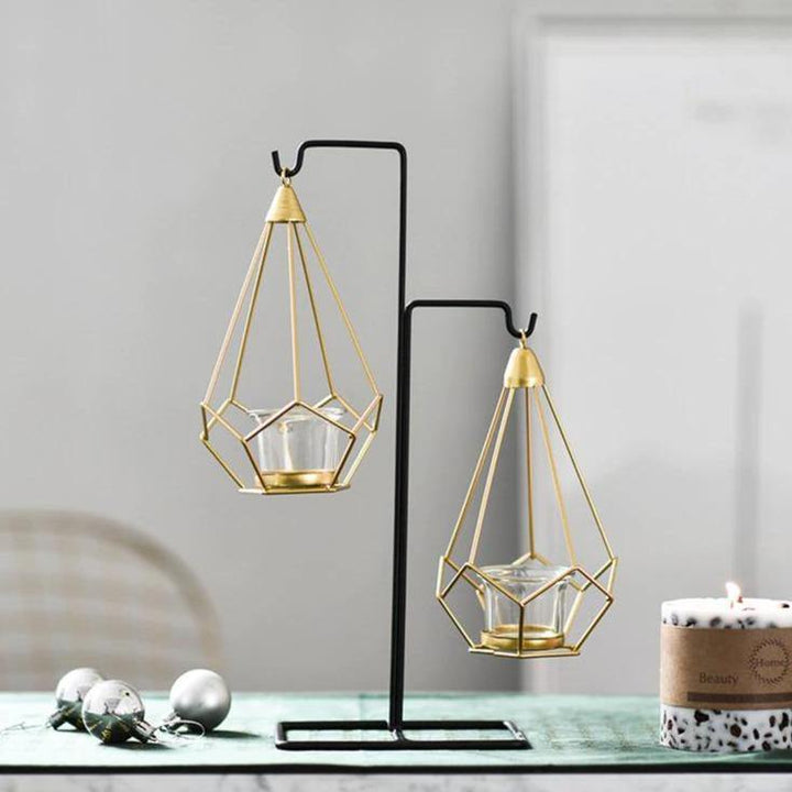 Geometric Iron Hanging Lantern Candle Holder or Vase Double | Sage & Sill