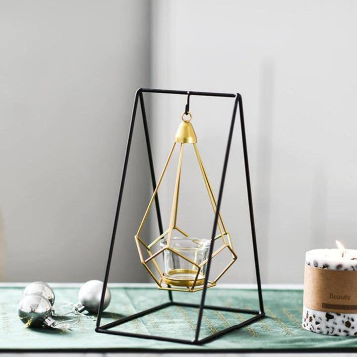 Geometric Iron Hanging Lantern Candle Holder or Vase Triangle | Sage & Sill