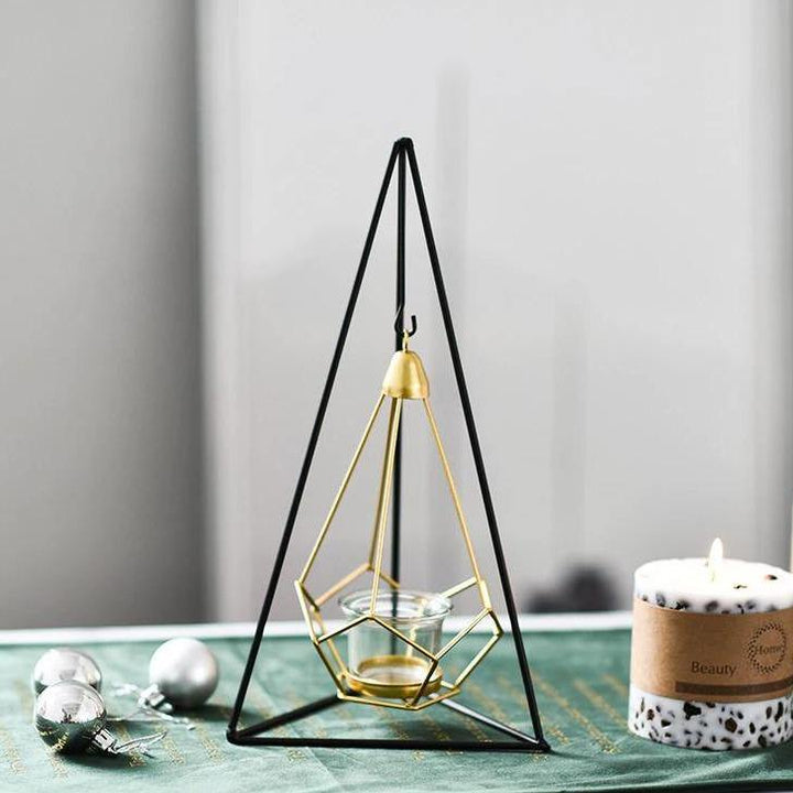 Geometric Iron Hanging Lantern Candle Holder or Vase Pyramid | Sage & Sill