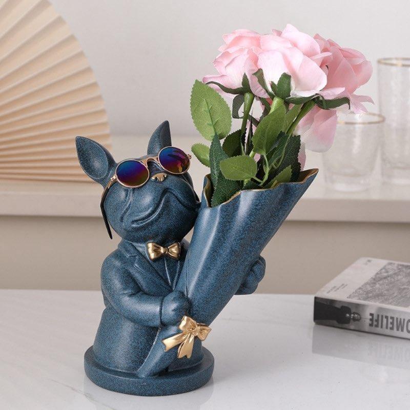 French Bulldog Flower Vase SteelBlue | Sage & Sill