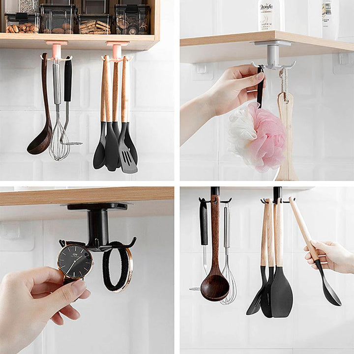Under-Cabinet Spinning Kitchen Utensil Storage 6-Hook Hanger | Sage & Sill