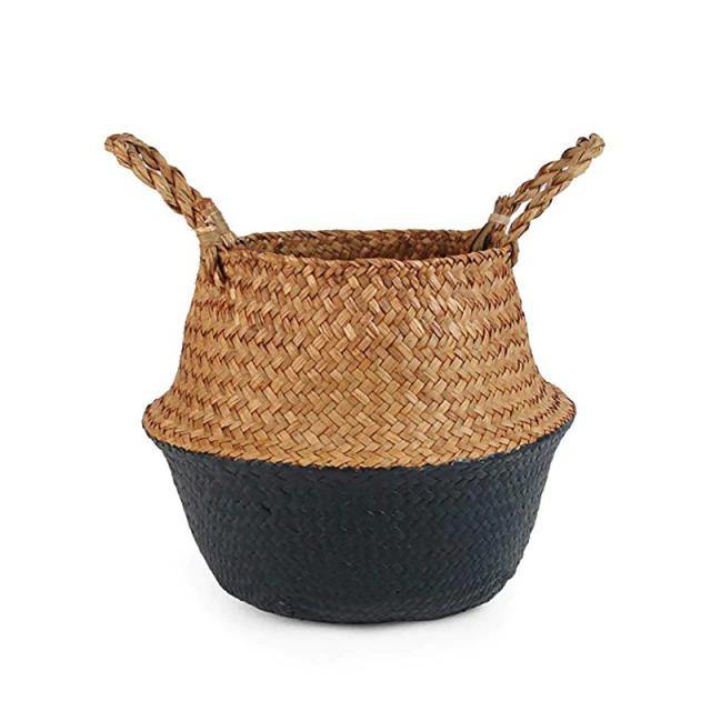 Handmade Rattan Planter or Storage Basket with Handles Large / Grey | Sage & Sill