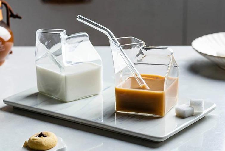 Mini Glass Milk Carton Cup  Cute and Durable Glassware – Sage & Sill