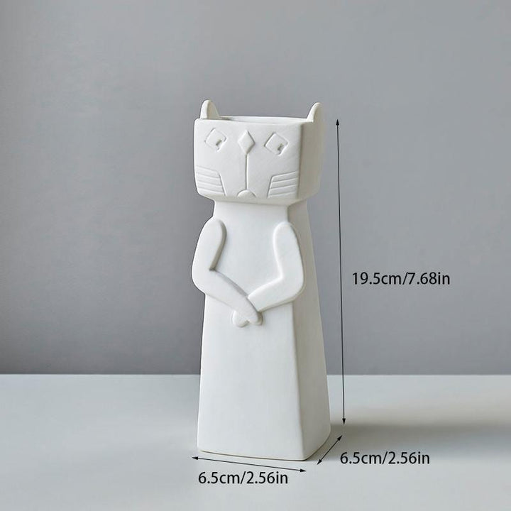 Nordic Playful Cat Ceramic Vase Large | Sage & Sill