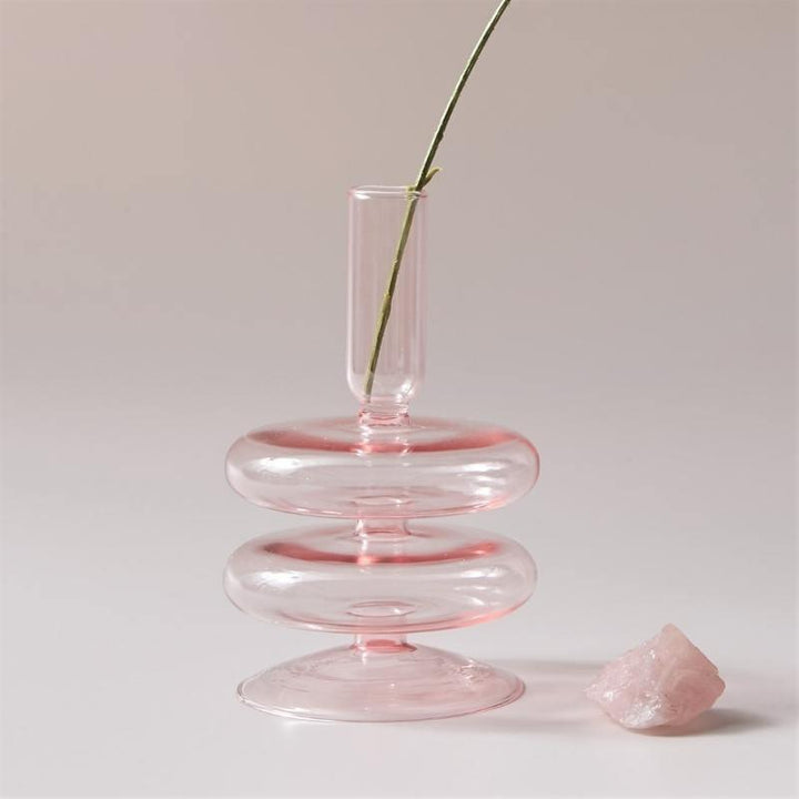Pink Glass Taper Candle Holder & Vase Collection