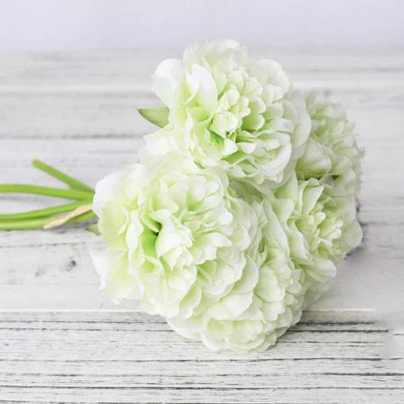 5-Piece Silk Faux Peonies Artificial Flowers Green | Sage & Sill
