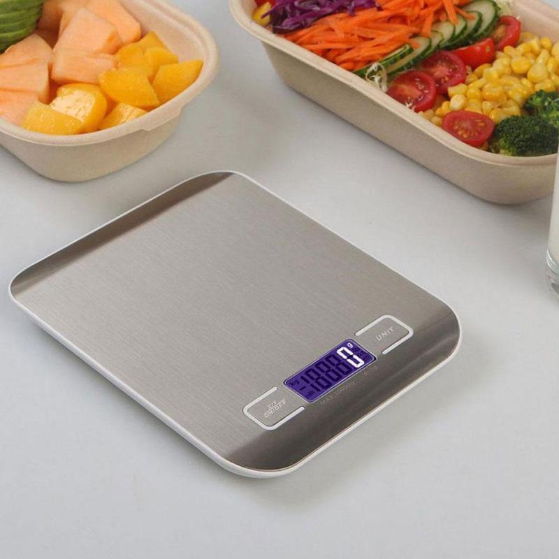 5/10KG Kitchen Scale Stainless Steel Portable Food Scale LED