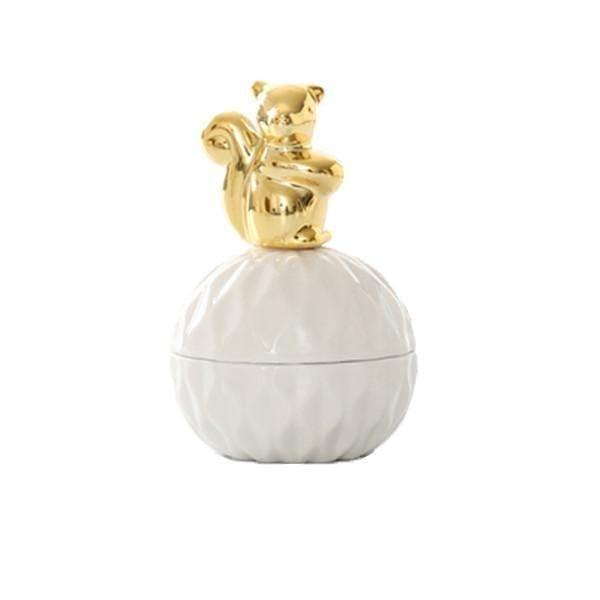 White and Gold Porcelain Jewelry Box Squirrel | Sage & Sill