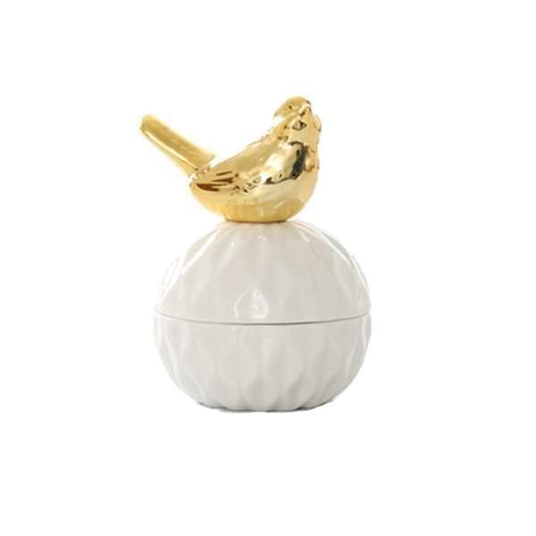 White and Gold Porcelain Jewelry Box Magpie | Sage & Sill