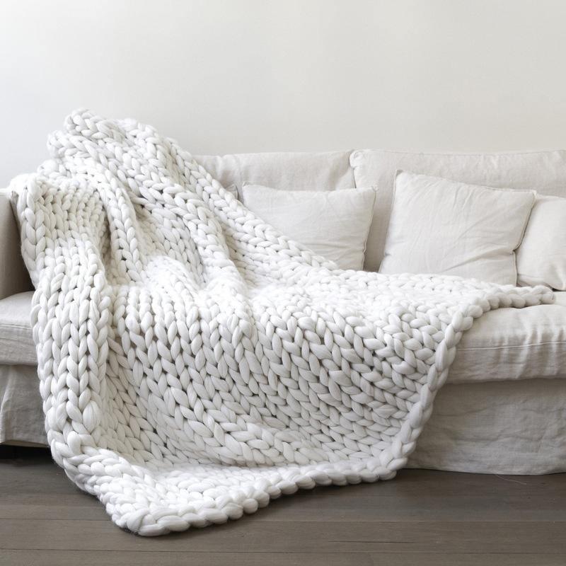 Hygge Chunky Knit Throw Blanket White / Small | Sage & Sill