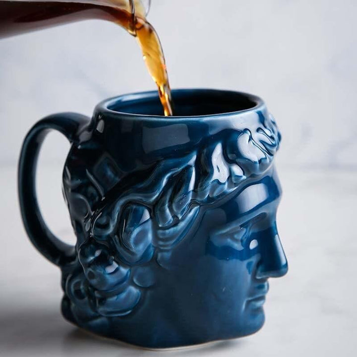 David's Head Ceramic Porcelain Mug DarkBlue | Sage & Sill