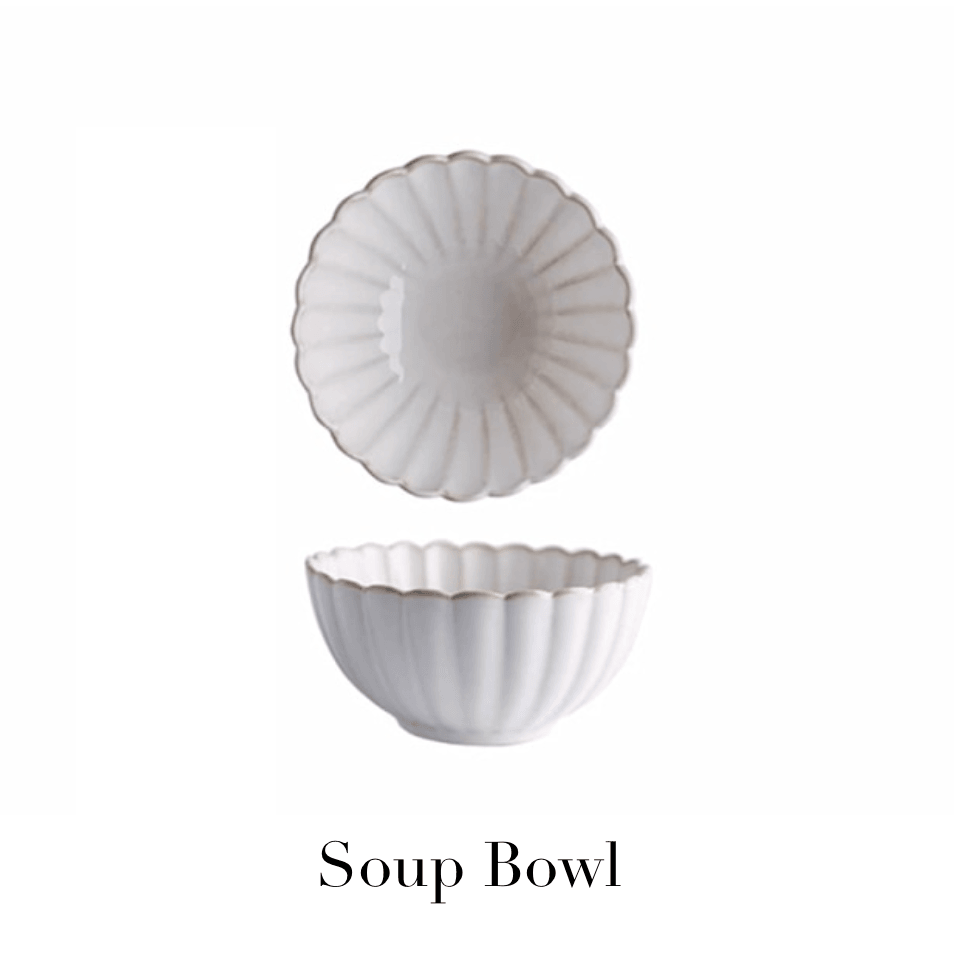 Gold and White Scalloped Soup Bowl (Set of 4)