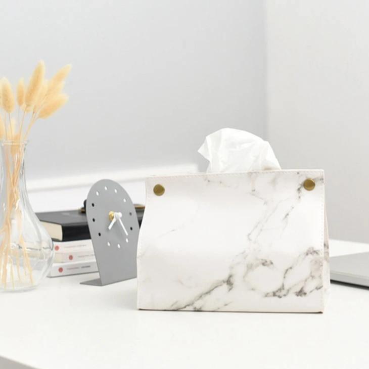 Paper Desk Accessories - White Marble, Desk Decor