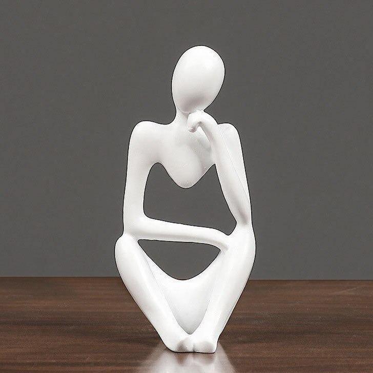 Abstract Thinker Figurine Sculpture White / Head on Knuckle | Sage & Sill