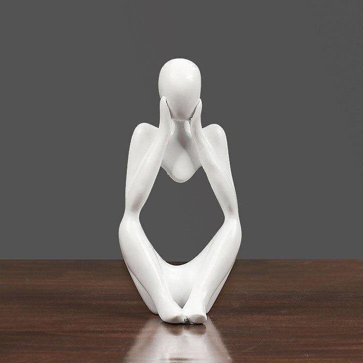 Abstract Thinker Figurine Sculpture White / Cupping Face | Sage & Sill